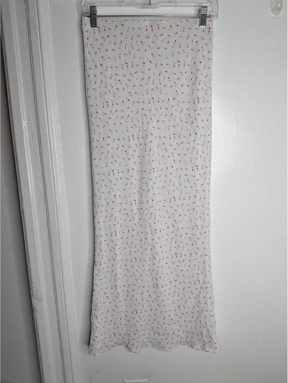 Glassons Skirt Womens 10 White Floral Chiffon A Line Long Lined Spring Casual